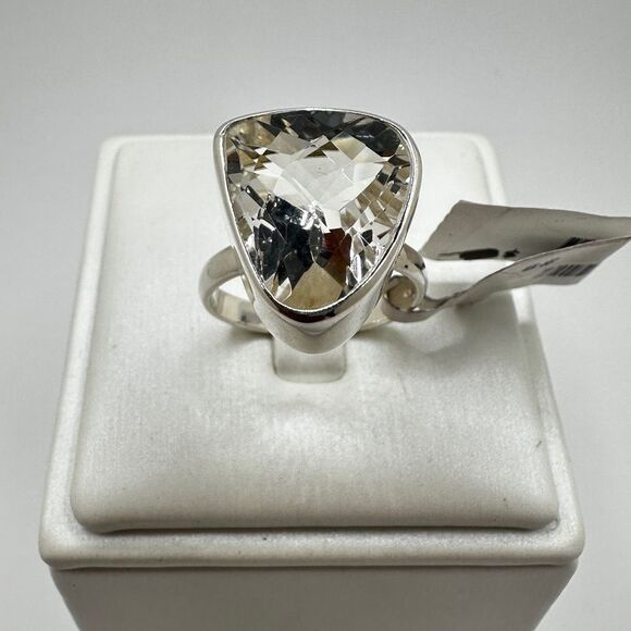 NWT 15x13mm faceted quartz ring in solid sterling silver! - Picture 4 of 10
